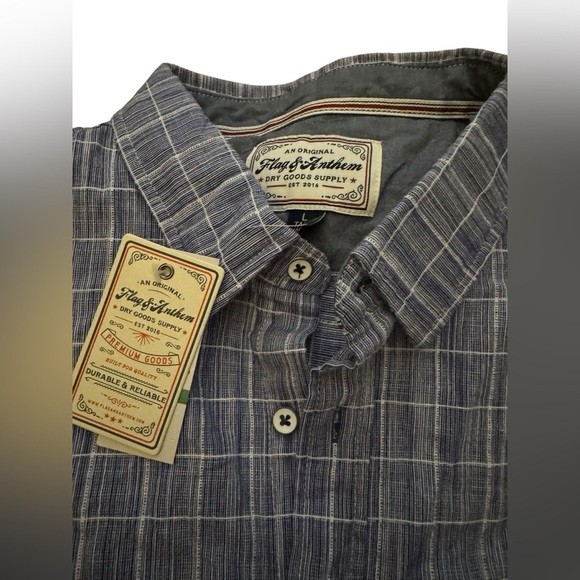 Flag & Anthem Blue Plaid Flannel Shirt Large Tall NWT | Classic Everyday Layer - Picture 1 of 3